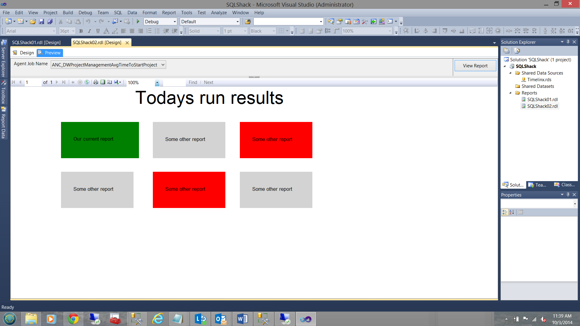 Run results screen