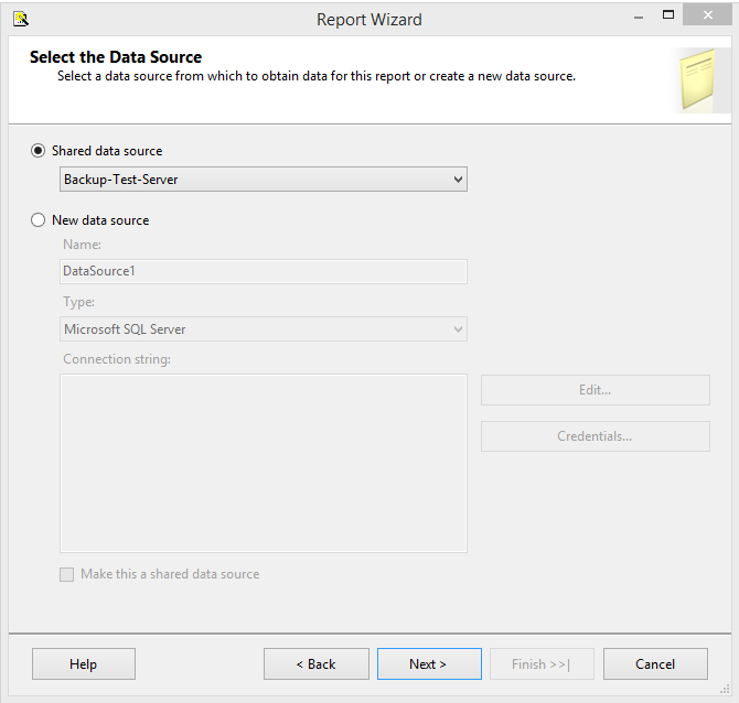 Selecting the shared data source