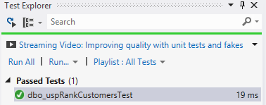 SQL unit testing - Successful test run