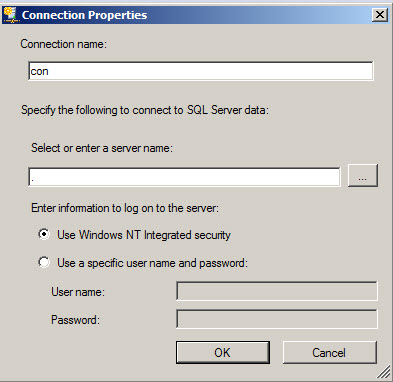 Connection properties dialog
