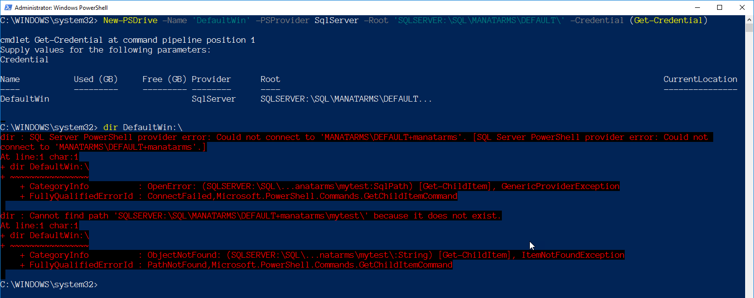 Connecting PowerShell to SQL Server - Using a Different