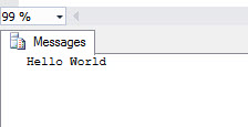 "Hello world" stored procedure result