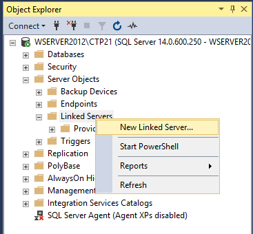 How to create and configure a linked server in SQL Server Management Studio