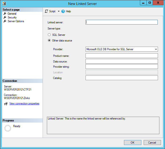 How to create and configure a linked server in SQL Server Management Studio