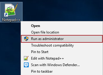 Running Notepad++ as an administrator