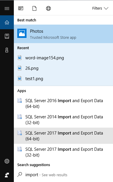 sql tasks import data
