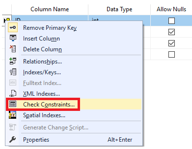 Default constraint t sql