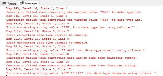 SQL Server data type conversion error