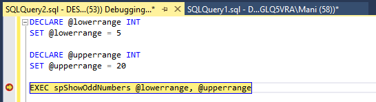 SQL Server debugging in SSMS - adding a watch - Press ALT + F5