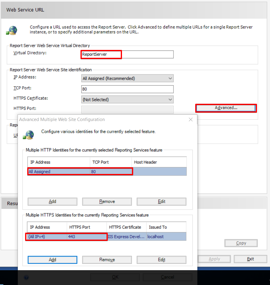 reporting services configuration manager url