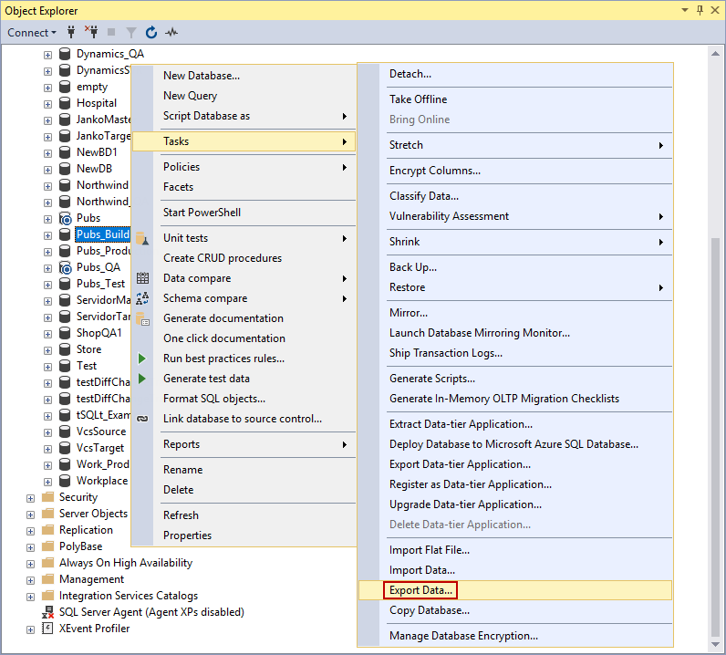 SQL Server Import and Export 