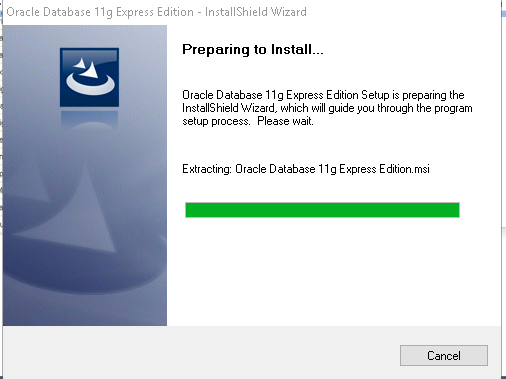 Download Oracle Express Edition 11g Release 2 installation wizard