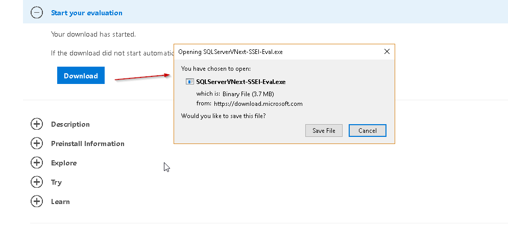 Download SQL Server VNext 2.0 Set up