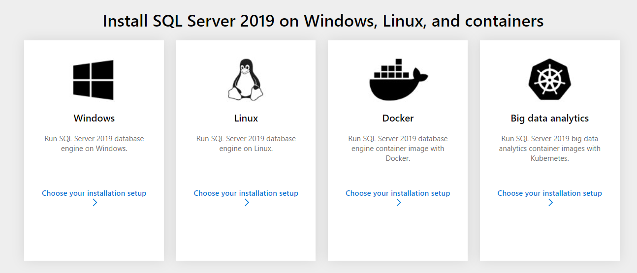 Install SQL Server 2019 options on differnt environments