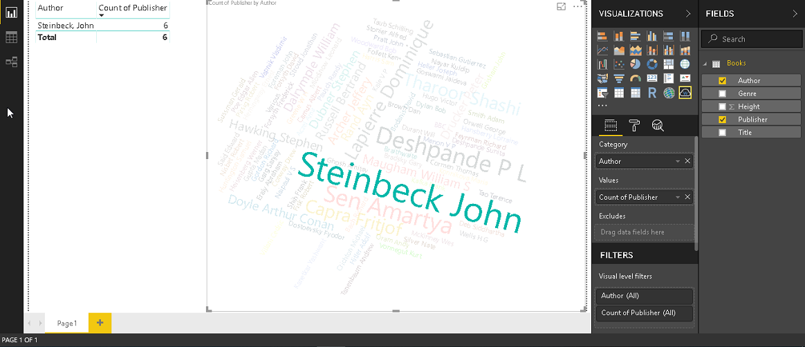View a single record in Word Cloud