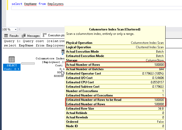 view execution plan  Columnstore index SQL Server 
