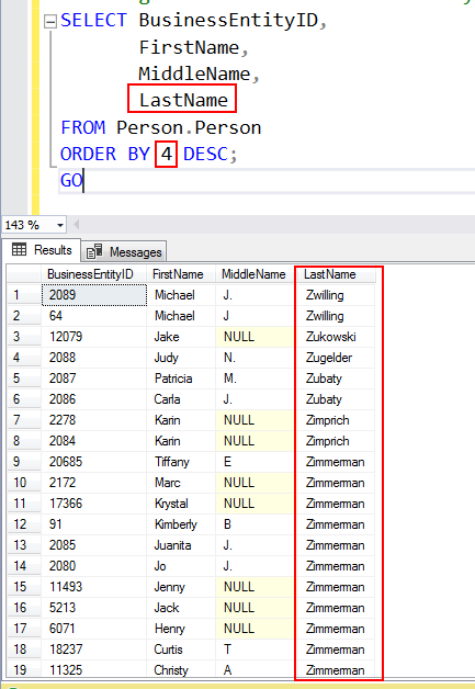 Sql order by default