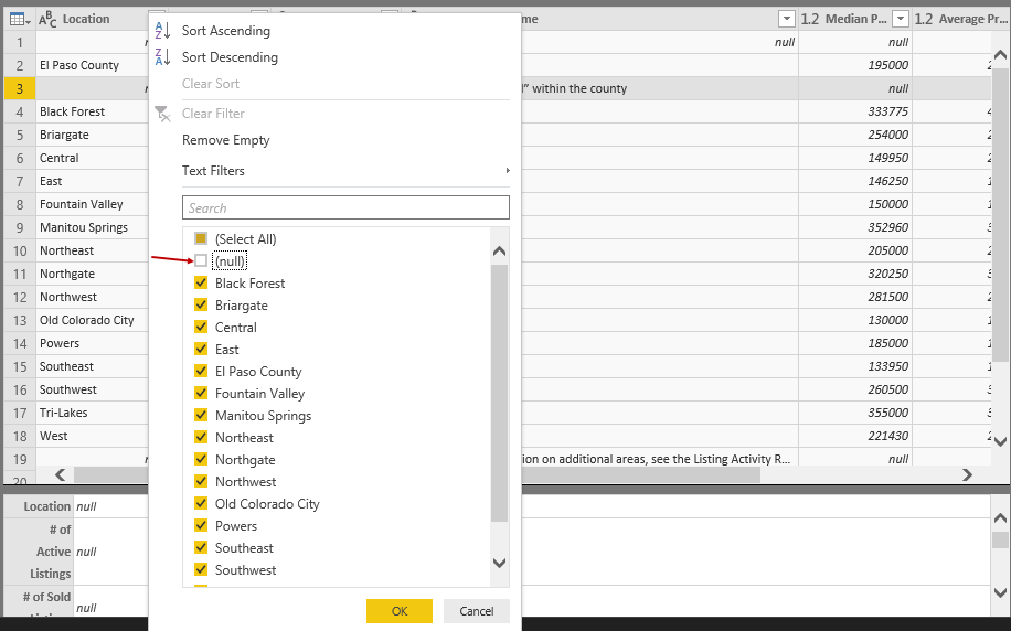 Filtering PDF import data with PowerBI