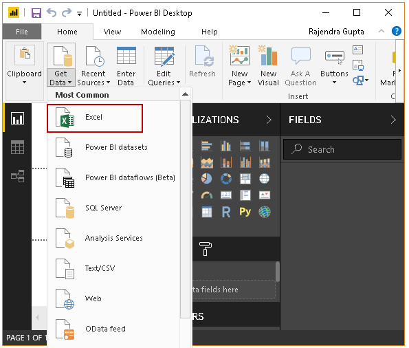Import the data using Excel sheet into Power BI Desktop