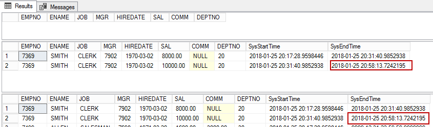 Viewing deleted data in our temporal table