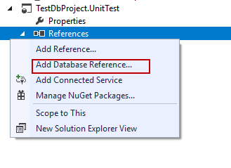 SQL developer unit testing - Add database reference