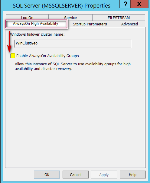 Enable “Always on high availability” feature by going to SQL Server Configuration manager and navigating to properties of the SQL Instance as shown below