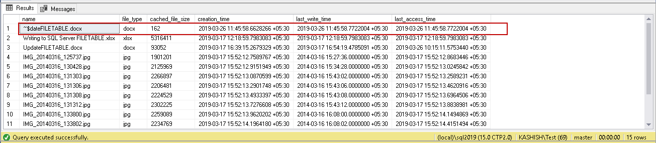 Left over record after Killing an open handles using  sp_kill_filestream_non_transacted_handles for SQL Server FILETABLE