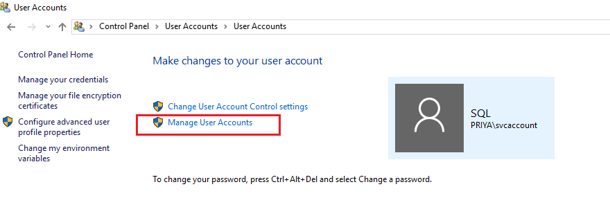Manage user accounts