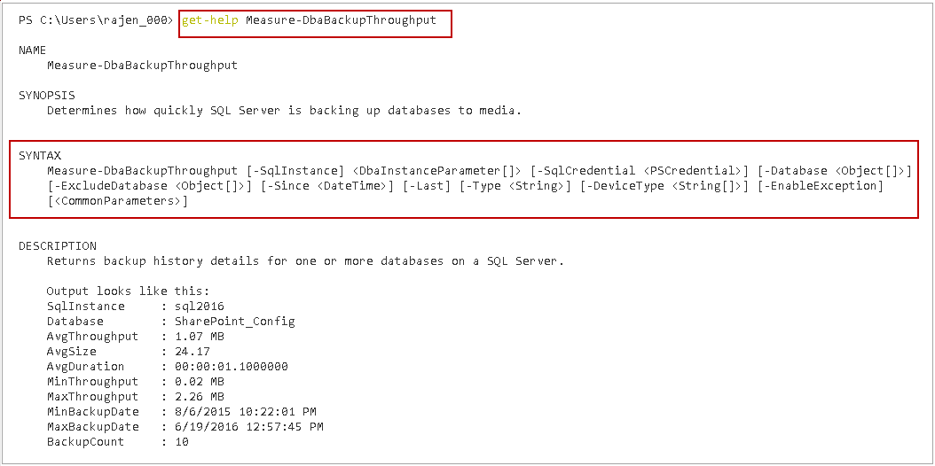 PowerShell SQL Server - Measure-DbaBackupThroughput command in PowerShell