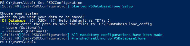 PSDatabaseClone JSON configuration