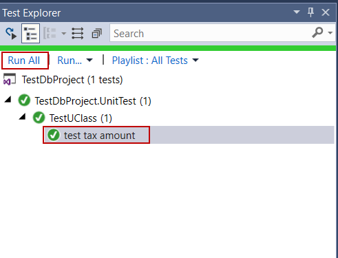 SQL developer unit testing - Run All unit tests in Test Explorer