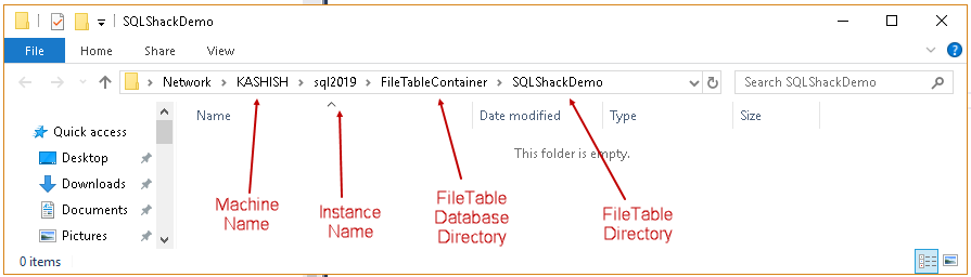 SQL FILETABLE root folder structure 