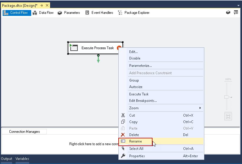 SQL import of compressed data: Execute Process Task in SSIS package