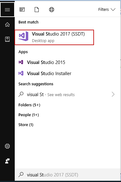 SQL import of compressed data: Launch shortcut of Visual Studio 2017 (SSDT)
