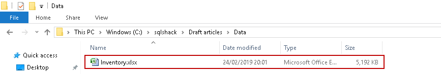 SQL import of compressed data: Sample Microsoft Excel file to use in SSIS package