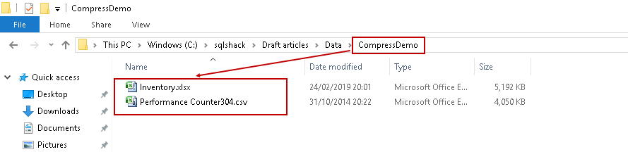 SQL import of compressed data: Verify the files created after extraction