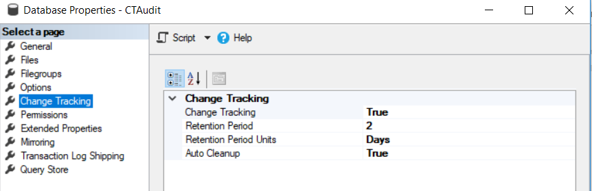 SQL Server Audit - Enable Change Tracking at the database level