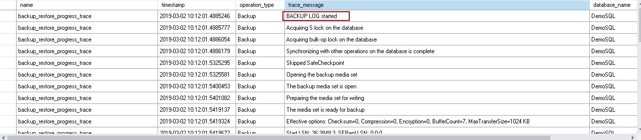 SQL Server FILESTREAM demo - backup log started
