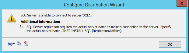 SQL Server replication - Configure distribution wizard