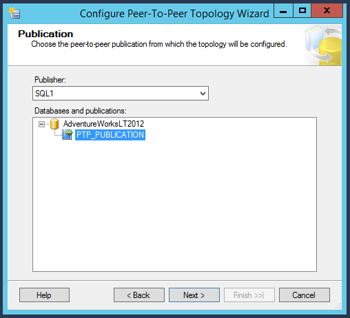 SQL Server replication - Configure Peer-to-Peer Topology wizard - Publication