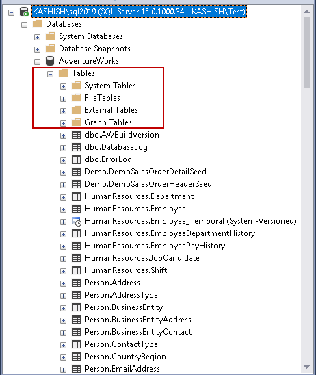 SQL Server Table types in SSMSa