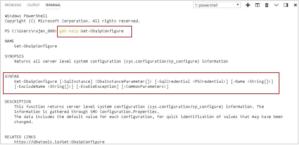 Use cases of command Get-DbaSpConfigure in DBATools