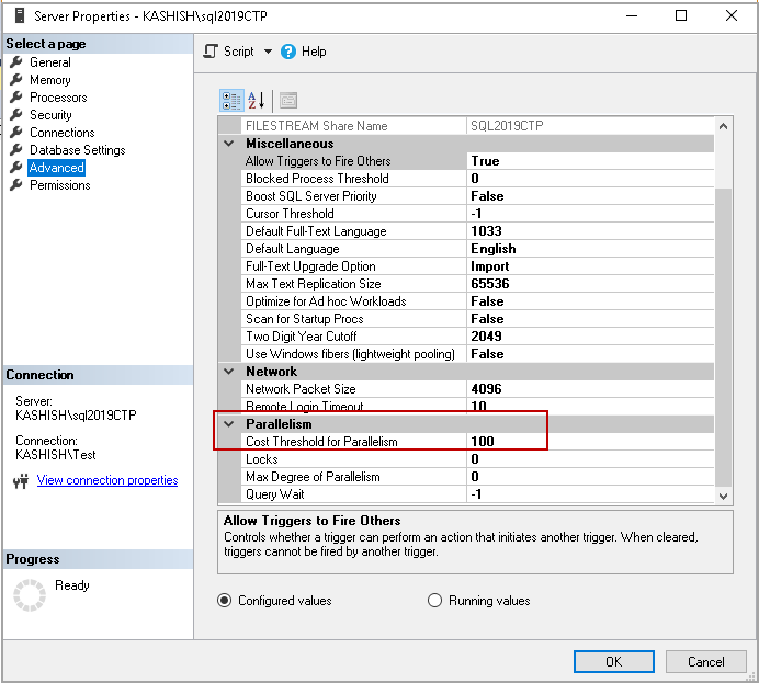 Verify configuration change from DBATools with SSMS