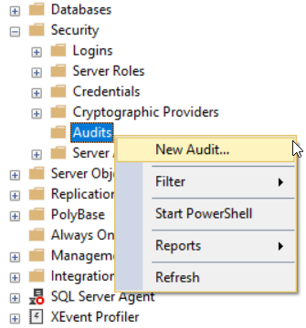 Create SQL Server Audit