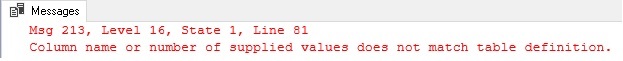 Insert into SQL Server without an explicit column list error