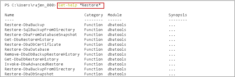 SQL Restore database - DBATools commands for backup restoration
