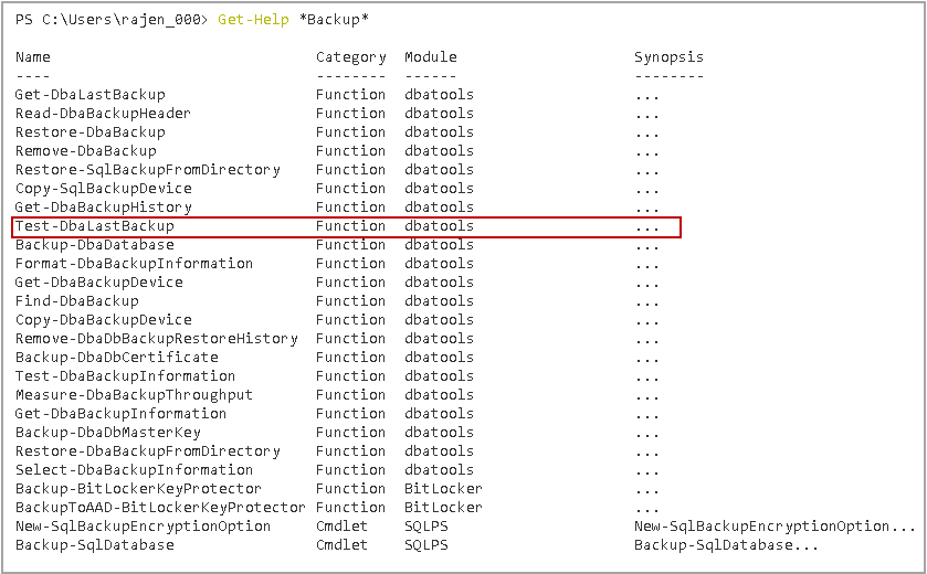 Test-DbaLastBackup function in DBATools