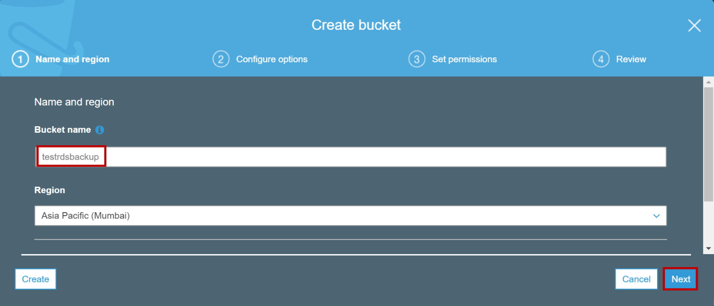 AWS RDS SQL Server migration - Creating S3 Bucket.