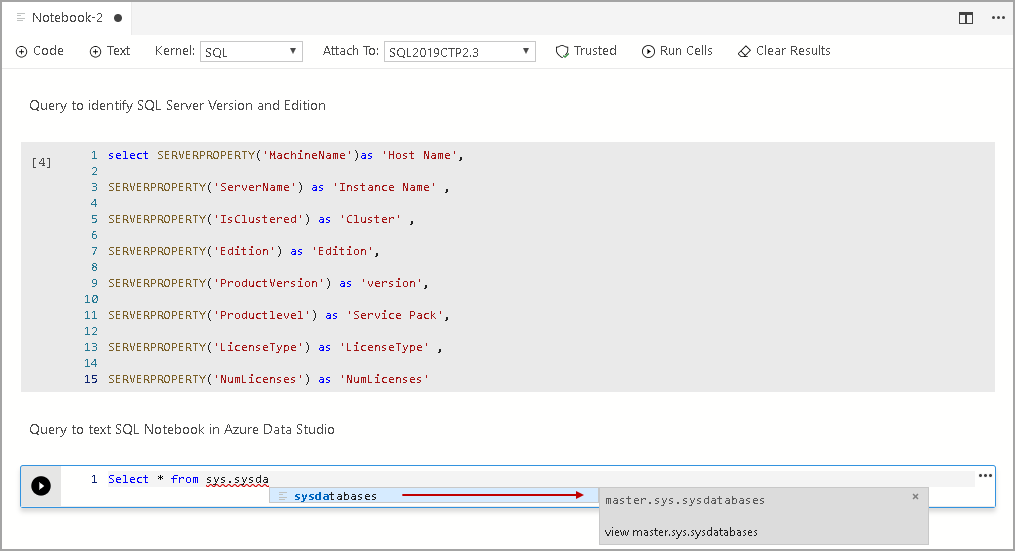 Azure Data Studio - Code Snippets and SQL Notebook