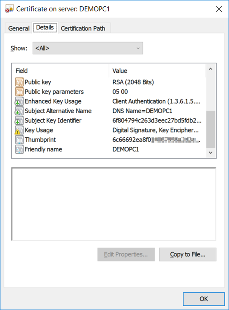 Certificate Management in SQL Server 2019 - Certificate Details